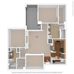 3D rendering of floor plan