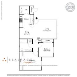 A rendering of a floor plan