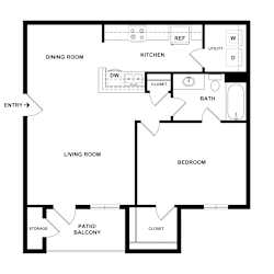 Clarksville _TN_Apartment_ParcAtClarksville_1 bedroom 1 bath 2D