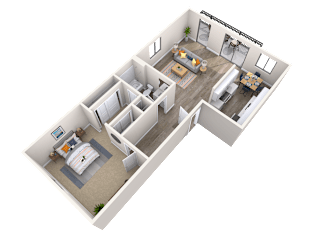 Floorplan, 1bed, 1bath, 780 sq. ft. Pelican 2