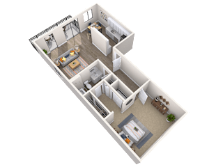 Floorplan, 1bed, 1bath, 780 sq. ft. Pelican 3