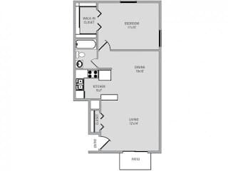 1 Bed 1 Bath, 695 square feet floor plan Brooksyde
