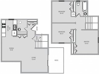 3 Bed 1.5 Bath, 1244 square feet floor plan Tanglewood