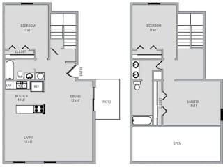 3 Bed 2 Bath, 1271 square feet floor plan Westwynd