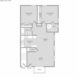 2 Bed 2 Bath, 960 square feet floor plan Royale