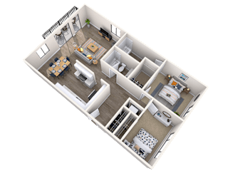 3 floorplan, 2bed, 2bath, 994 sq. ft.
