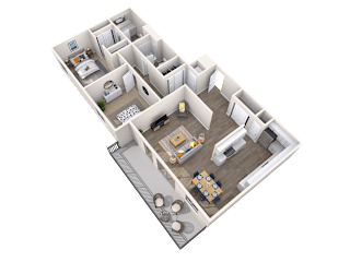 3, 2br, 2ba, 1030 sq. ft.