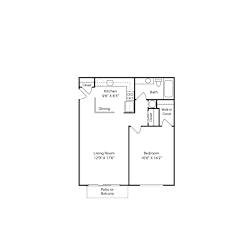 1 br, 1 ba, 640 sq. ft.