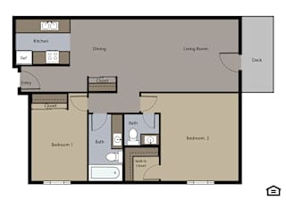 a floor plan of a 1 bedroom apartment with 1 bath