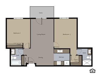 a floor plan of a two bedroom apartment