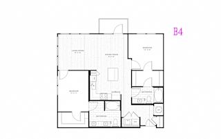 B4, 2 Bed 2 Bath 1144 square feet floor plan