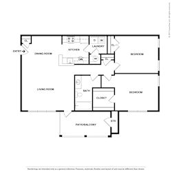 Hinesville_GA_Apartment_Tattersale_1 bedroom 1 bath 2D