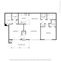 Hinesville_GA_Apartment_Tattersale_2 bedroom 2 bath Hinesville_GA_Apartment_Tattersale_2 bedroom 2 bath 2D