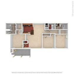 Hinesville_GA_Apartment_Tattersale_2 bedroom 2 bath Hinesville_GA_Apartment_Tattersale_3 bedroom 2 bath 3D Unfurnished
