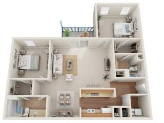 The Limestone 3-bedroom, 2-bath apartment floor plan, 1,347 sq. ft. at Lancaster Place in Calera, Alabama