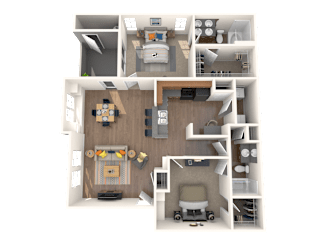 2 Bed - 2 Bath, 1168 square feet Venia floor plan