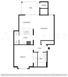 1 Bed - 1 Bath, 700 sq ft floor plan