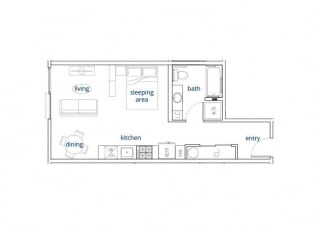 Studio, 465 sq. ft. Unit C