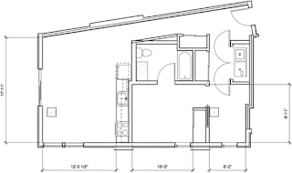 1 Bed - 1 Bath, 798 sq ft, 1 Bedroom + Den floor plan