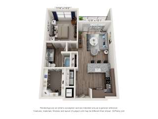 waters edge at mansfield a3 floor plan 1 bed 1 bath