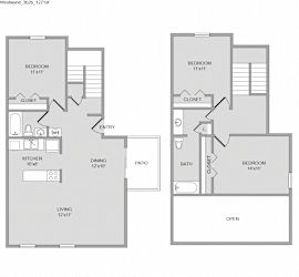 3 Bed 2 Bath, 1271 square feet floor plan Westwynd