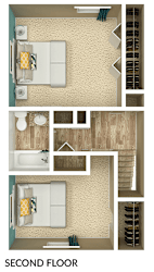 second floor of 2 bedroom apt townhome floor plan