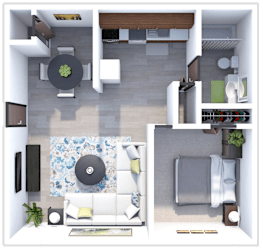 1 bedroom, 1 bath floor plan at Crossings at Remington