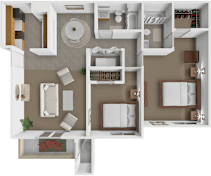 2 bed 2 bath Manzano floor plan at Mesa Ridge Apartments