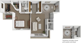 A diagram of a house layout with a kitchen, living room, and bathroom.