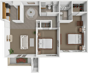2 bed 2 bath Zia floor plan at Mesa Ridge Apartments