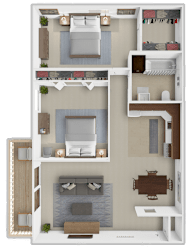 a 3d rendering of a residential floor plan