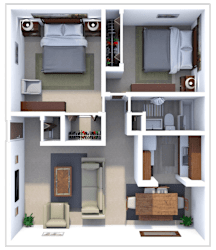 2 bed 1 bath floor plan at ranchview gardens