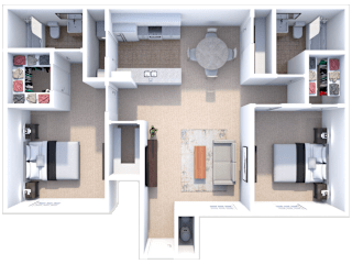 a floor plan of a two bedroom apartment