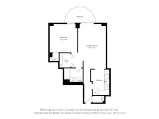 1 Bedroom 03 20 Floor Plan at Durham, Edina, MN, 55435