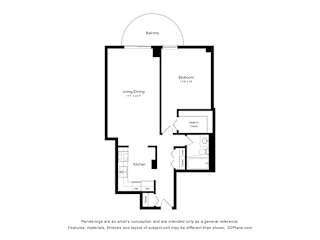 1 Bedroom 05 18 Floor Plan at Durham, Edina