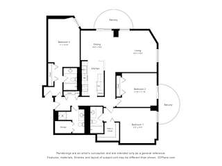 3 Bedroom 13 Floor Plan at Durham, Edina, MN