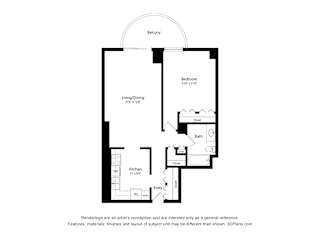 One Bedroom 08 Floor Plan at Churchill, Minnesota, 55401