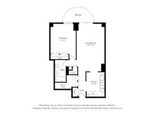 One Bedroom 10 Floor Plan at Churchill, Minneapolis, MN, 55401