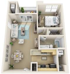 Union- Renovated 1  Bed   1  Bath   700 Sq. Ft. Floor Plan at Bristol Station, Illinois, 60563