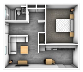 1 Bed 1 Bath Floor Plan at The Junction, Tennessee, 38111