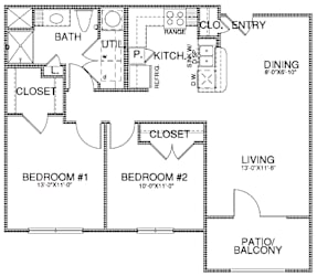 a floor plan of a house with bedrooms and baths and a garage