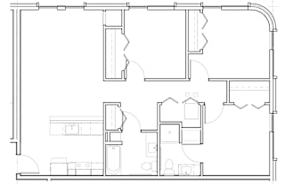 a floor plan of a home with a bedroom and a living room