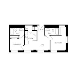 B1 Floor Plan at Residences at Delmar Divine, Missouri, 63112