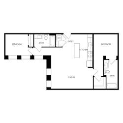 B10 Floor Plan at Residences at Delmar Divine, St. Louis, MO