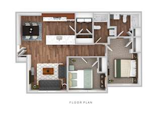 A floor plan of a house with a kitchen, living room, and bathroom.