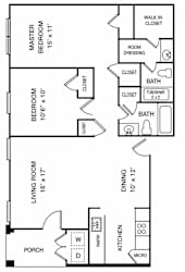 A black and white floor plan of a house with labeled rooms.