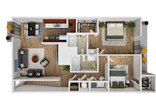 2 Bed 2 Bath Floor Plan  at Osage Creek, Rogers, Arkansas