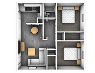 2 Bed 1 Bath Floor Plan at The Junction, Memphis, TN, 38111