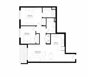 Two-bedroom, two-bath floor plan