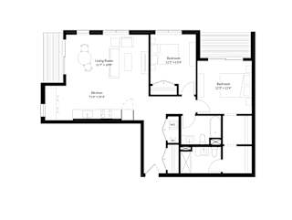 Two-bedroom, two-bath floor plan